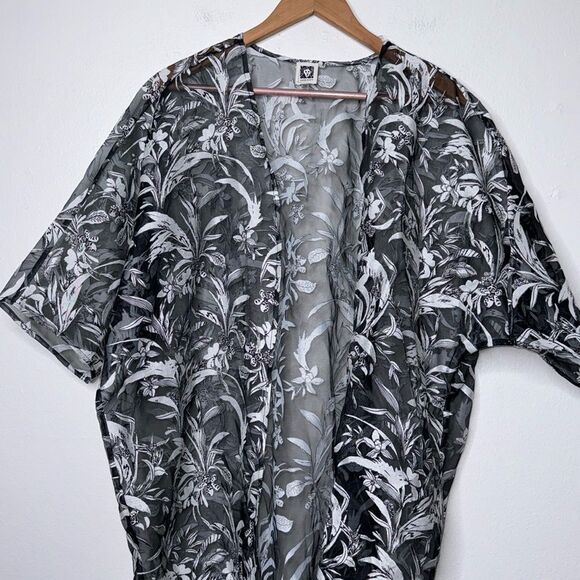 ANNE KLEIN Women's Oversized Sheer Open-Front Floral Cardigan Size S/M - Picture 6 of 10